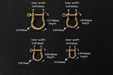 2 PCS Solid Brass D ring with screw pin , D ring screw hooks in Shackle for Leather craft