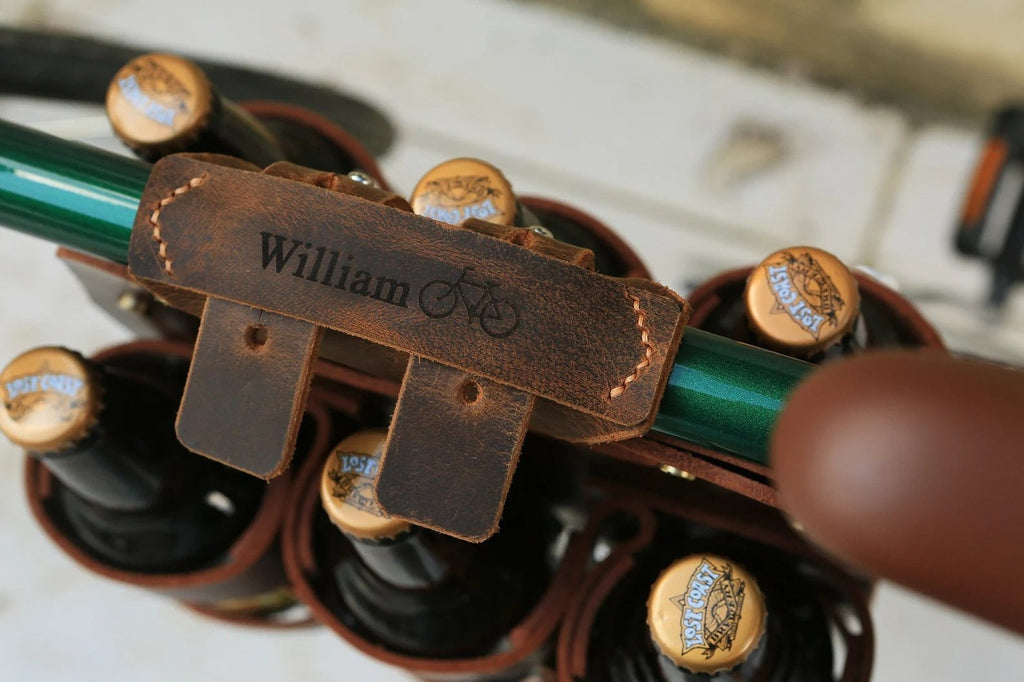 6 Pack Beer Holder For Bike Leather Bicycle Beer Carrier