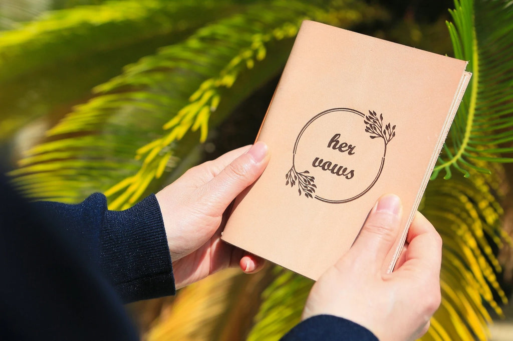 Personalized leather his and her vow book ,Personalized wedding couple gifts