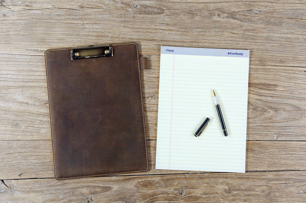 Personalized rustic leather clip board clipboard padfolio