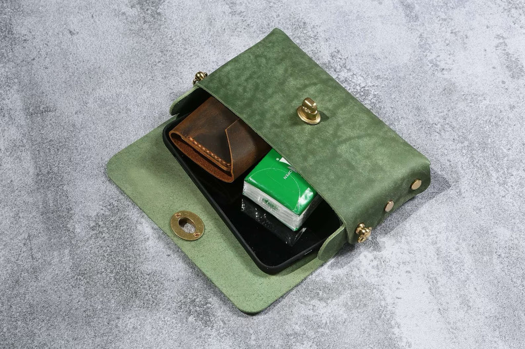 Leather small crossbody phone purse bag for iPhone 13 14 Pro Max