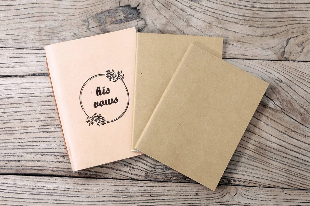 Personalized leather his and her vow book ,Personalized wedding couple gifts