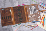 Leather sketchbook cover case portfolio for sketch pad 9 x 12