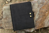 All black handmade leather business folio binder