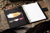 All black handmade leather business folio binder
