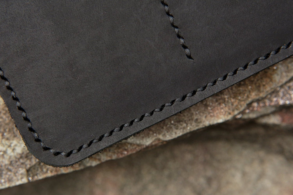 All black handmade leather business folio binder