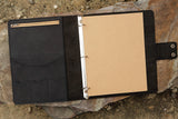 All black handmade leather business folio binder