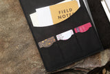 All black handmade leather business folio binder