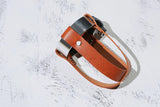 Black Brown leather bike coffee cup holder