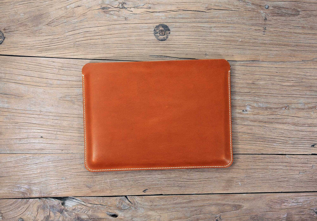 Brown Black vegetable tanned leather laptop case sleeve for microsoft surface pro 7 8 X 11