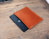 Brown Black vegetable tanned leather laptop case sleeve for microsoft surface pro 7 8 X