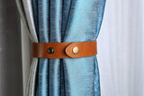 Brown full grain leather curtain ties tiebacks