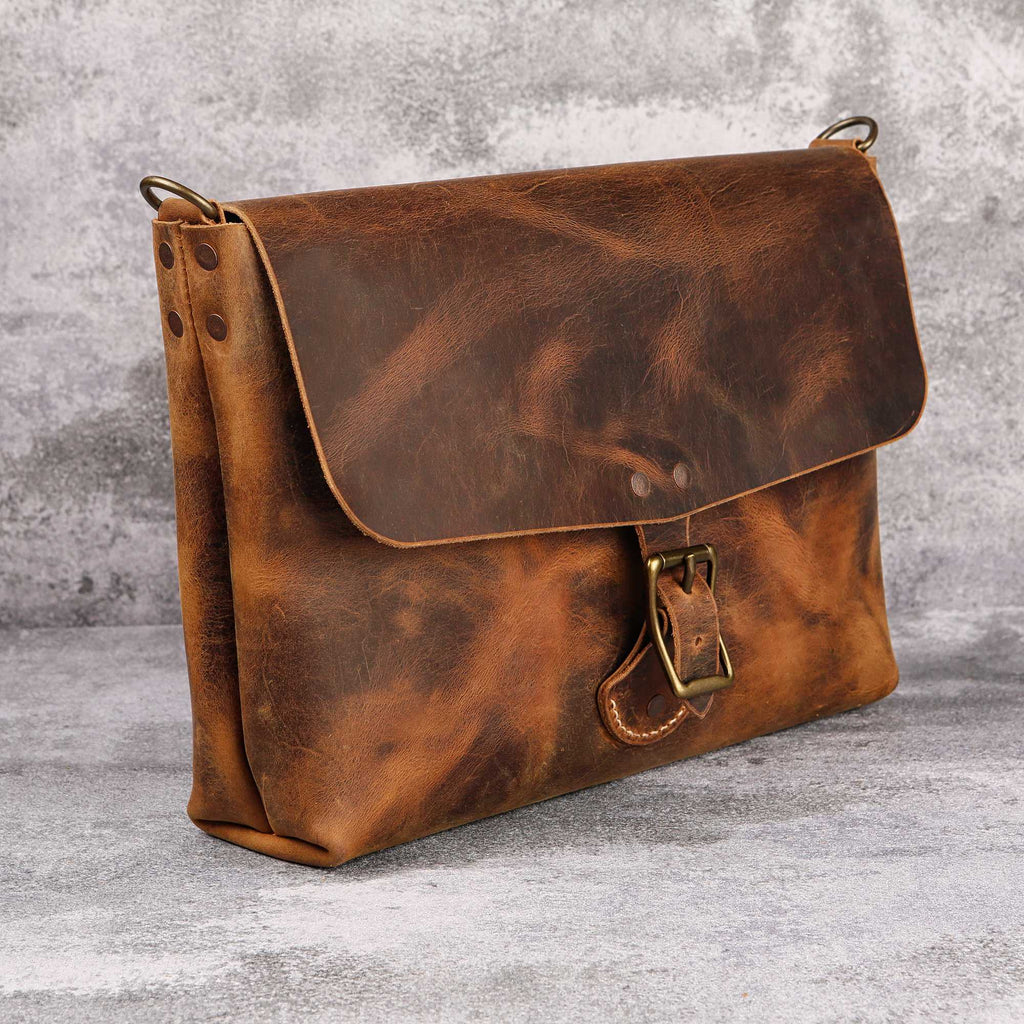 brown leather laptop bag - DMleather