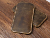 Distressed Brown leather iPhone 17 16 15 14 13 Pro Max sleeve / iPhone Air case sleeve / iPhone 17 16 15 Pro sleeve pouch