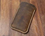 Distressed Brown leather iPhone 17 16 15 14 13 Pro Max sleeve / iPhone Air case sleeve / iPhone 17 16 15 Pro sleeve pouch