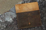 Distressed genuine leather macbook sleeve case