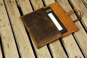 Simple retro brown leather Fire HD 8 10 cover