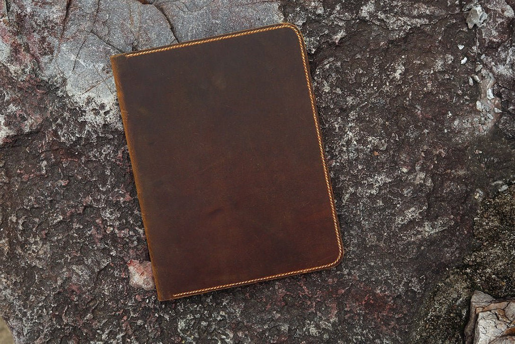 Distressed Leather large legal pad document portfolio writing case