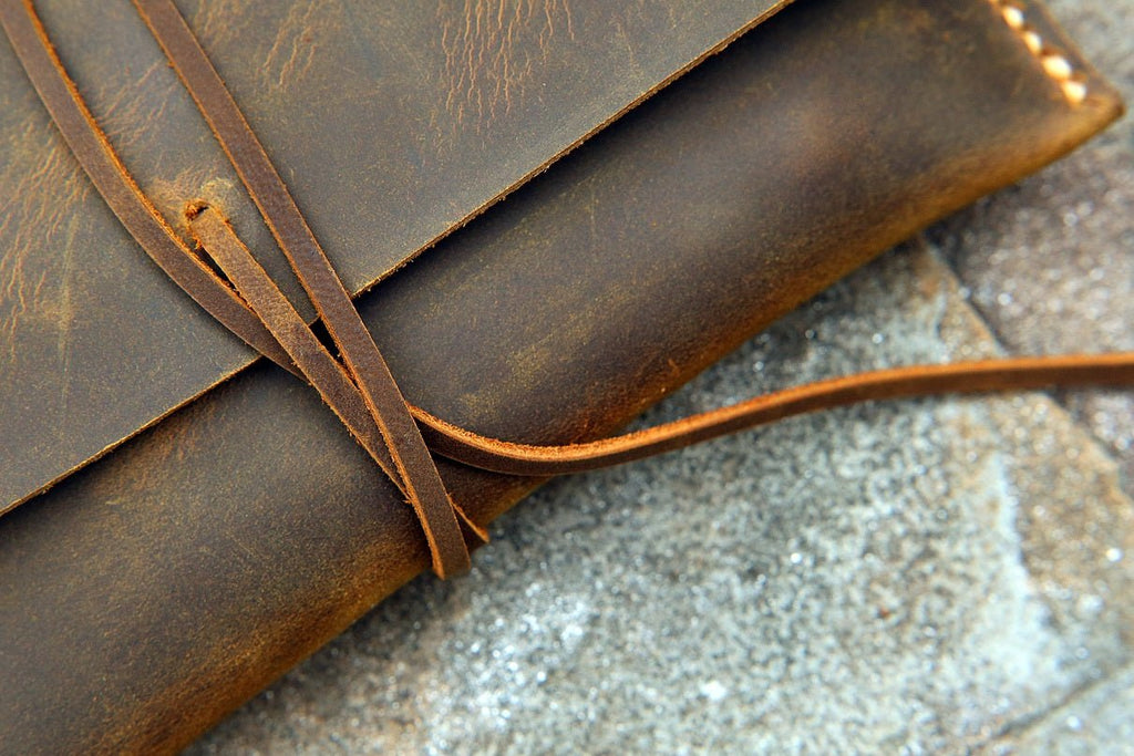 distressed leather pencil pouch / retro leather pen pencil case