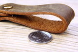 Full grain leather belt key holder / distressed leather belt hook clip for keys