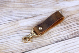 Full grain leather belt key holder / distressed leather belt hook clip for keys