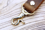 Full grain leather belt key holder / distressed leather belt hook clip for keys