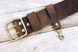 Full grain leather belt key holder / distressed leather belt hook clip for keys