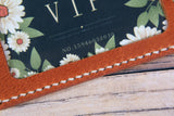 Full grain leather id badge holder with lanyard