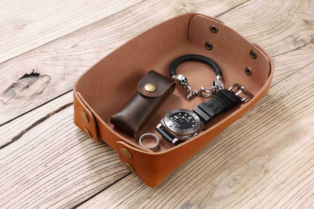 Full grain Vegetable tanned Leather catch all tray