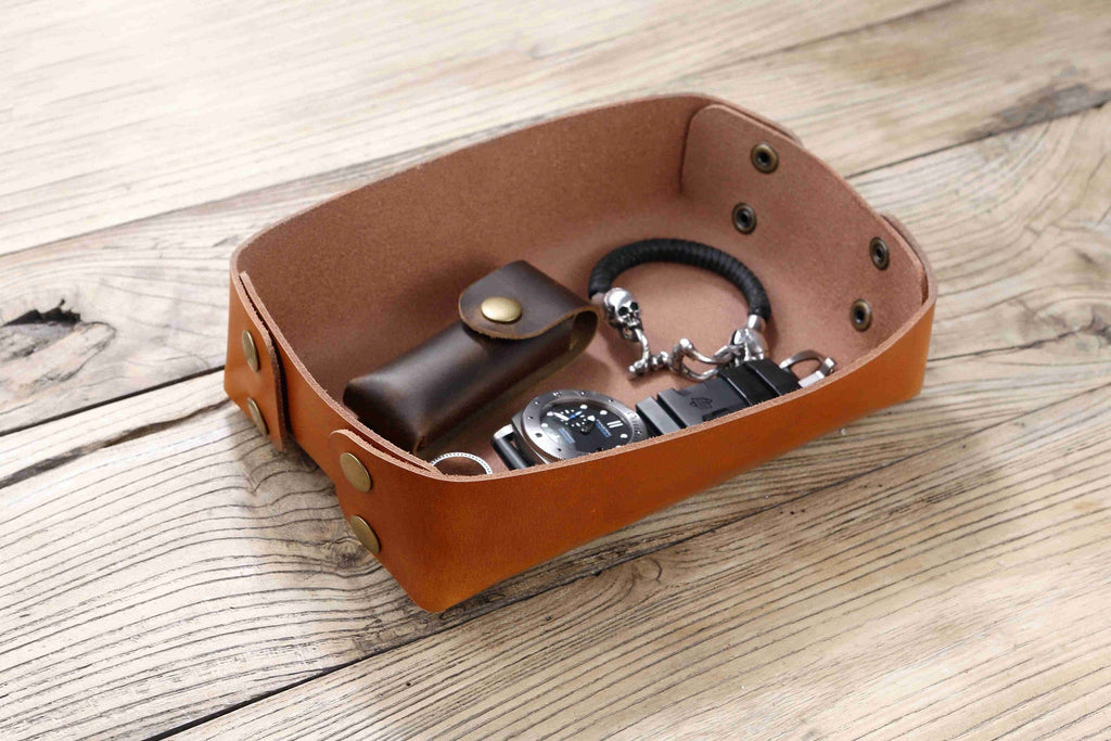 Full grain Vegetable tanned Leather catch all tray
