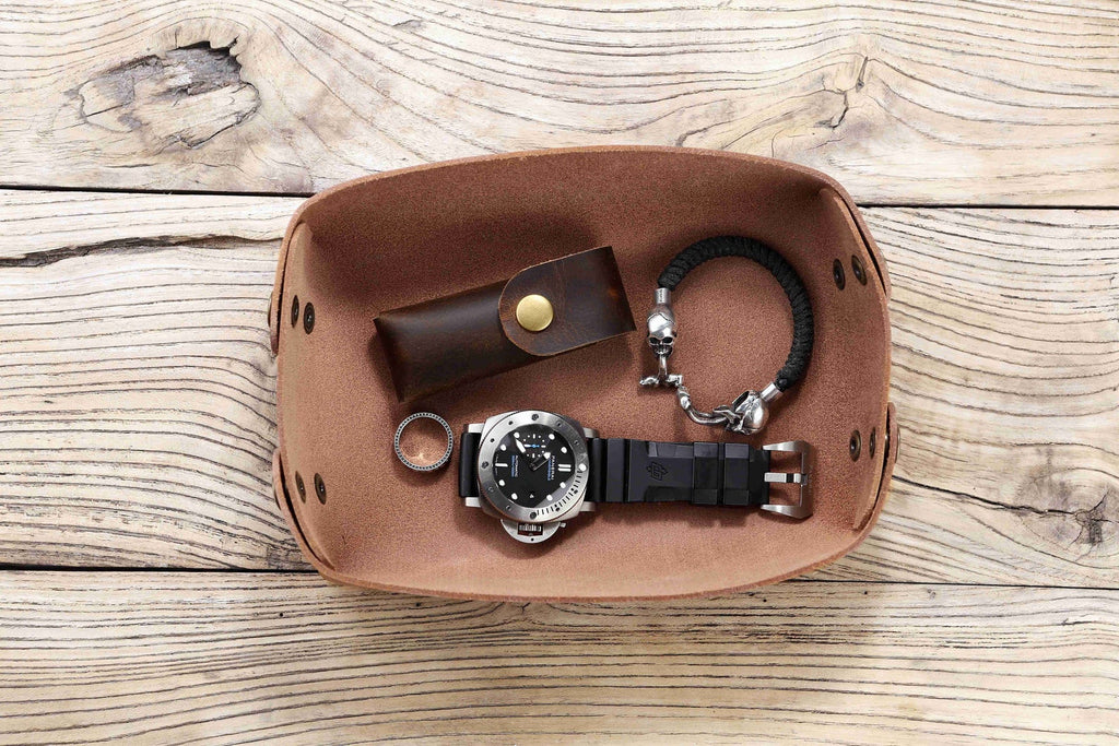 Full grain Vegetable tanned Leather catch all tray