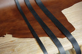 black vegetable tanned leather strap