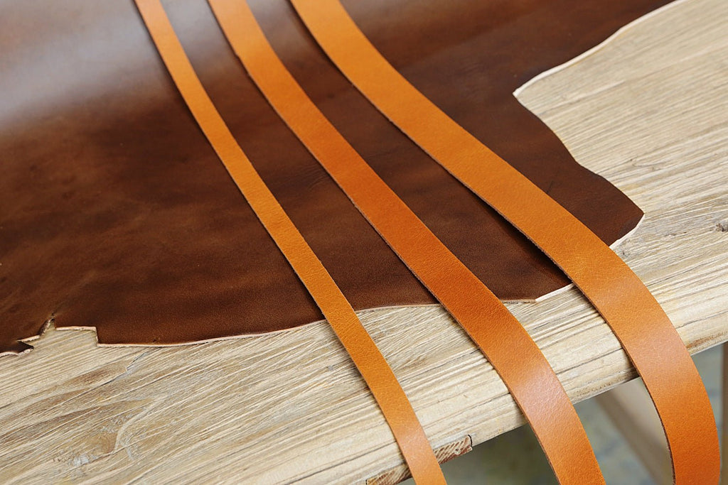 brown vegetable tanned leather strap