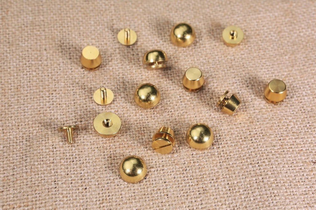 Gold solid brass screw back cone spike studs