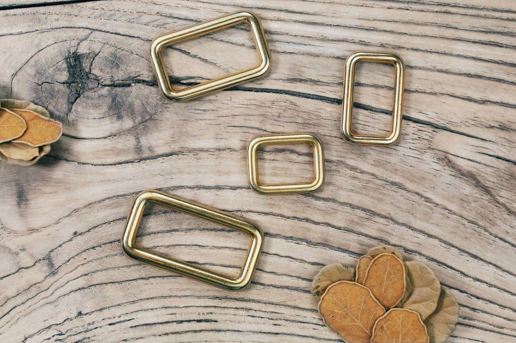 Gold solid brass seamless rectangle ring