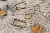 Gold solid brass seamless rectangle ring