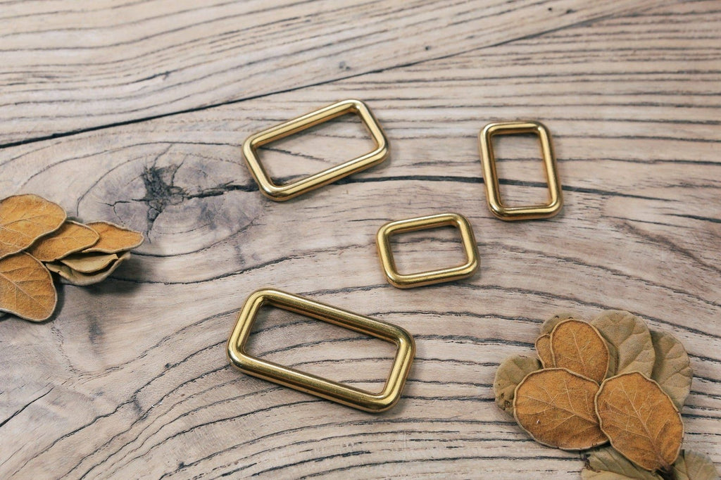 Gold solid brass seamless rectangle ring
