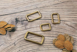Gold solid brass seamless rectangle ring
