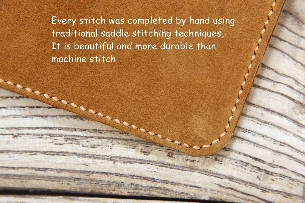 Hand stitched full grain leather iPad Pro Air case cover with pencil holder