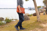 Hand stitching veg tan leather macbook air sleeve case