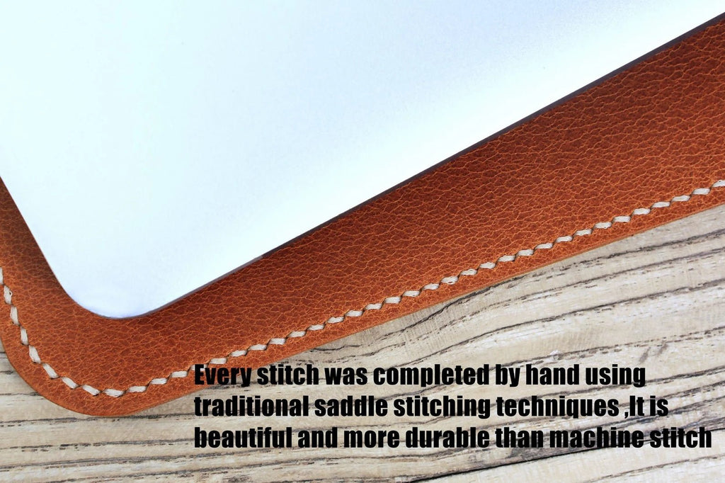 Hand stitching veg tan leather macbook air sleeve case