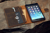 Handcrafted leather ipad mini 7 6 5 case with pencil holder