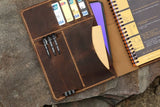 Handmade leather cover portfolio for RHODIA meeting notebook A5