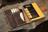 Handmade leather cover portfolio for RHODIA meeting notebook A5