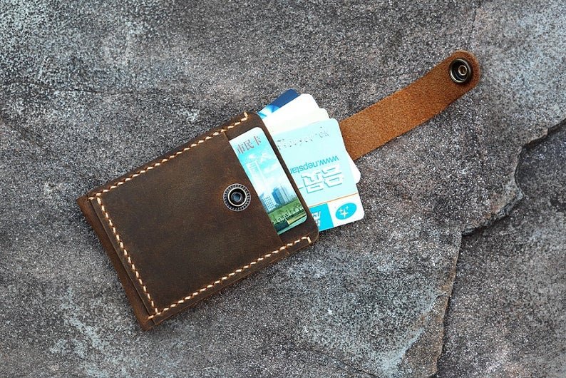Handmade Leather pull up card holder