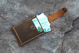 Handmade Leather pull up card holder