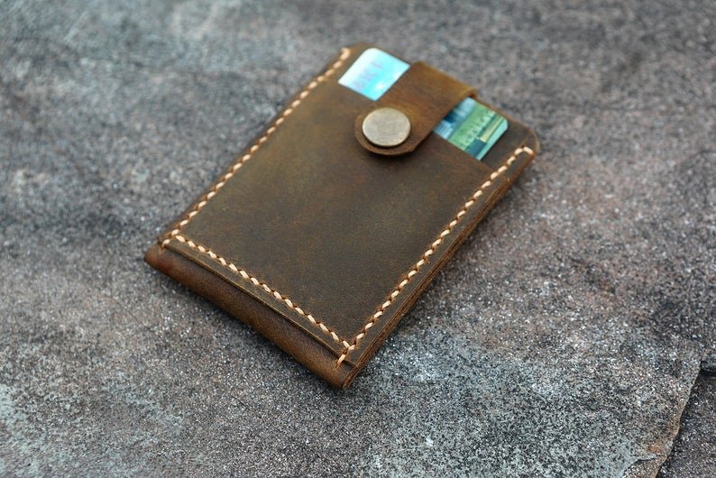 Handmade Leather pull up card holder