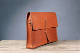 Handmade vegetable tanned leather computer carry bag