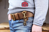 Heavy duty full grain leather belt key clip