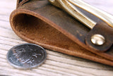 Heavy duty full grain leather belt key clip